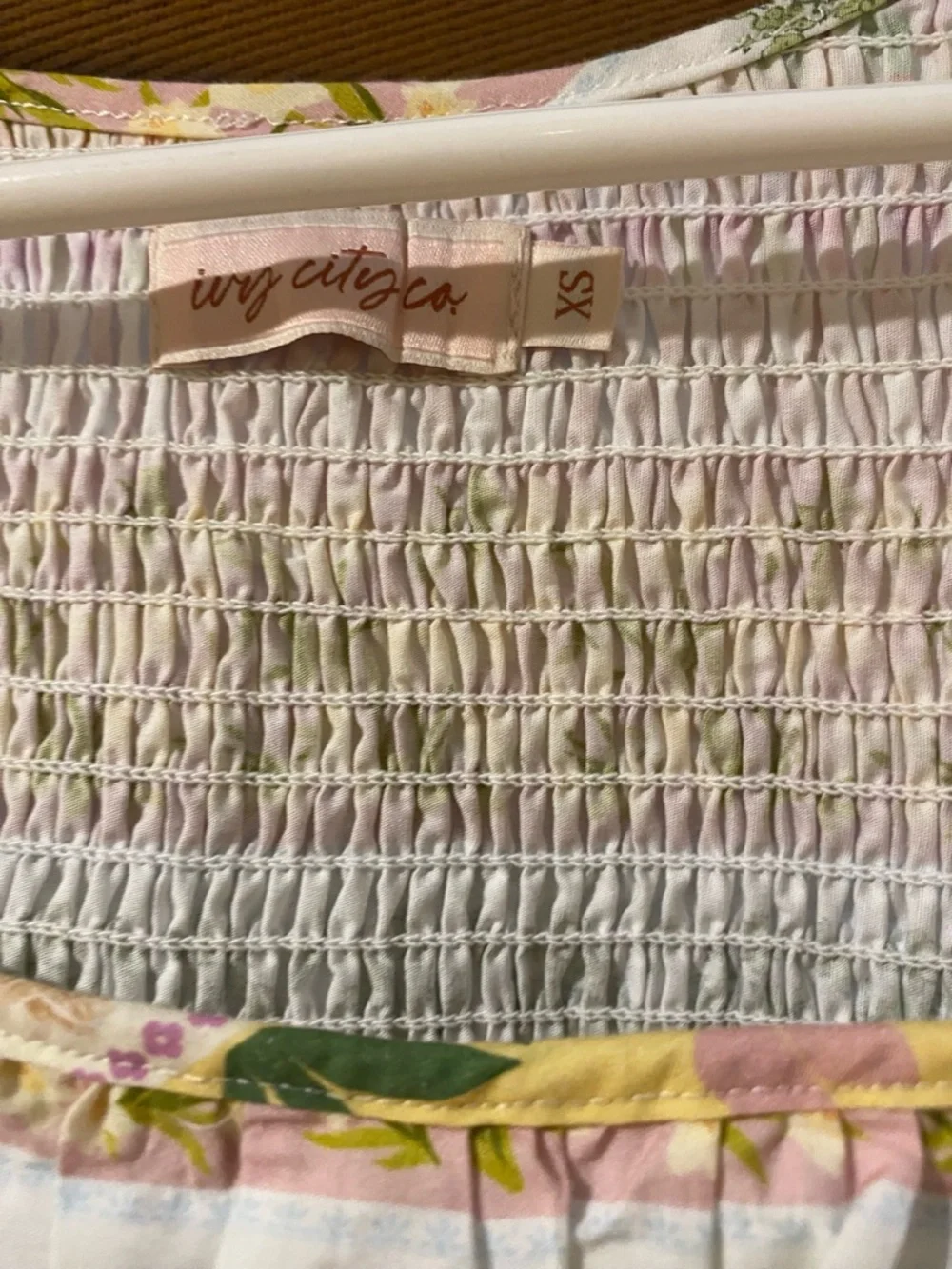 Ivy City Co Pastel Floral Smocked Sundress in Pink, Yellow & Green - Picture 4 of 5